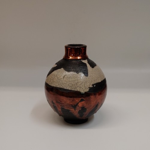 Click to view detail for #220721 Raku Copper, White Crackle and Black $22
